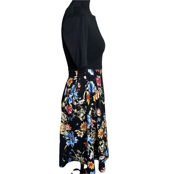 Oxiuli Women’s Dress Size S Fashion Fitted Waist Knit Black Floral - Picture 6 of 16